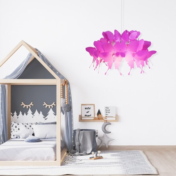 Detský luster FARFALLA 1xE27/60W/230V ružový