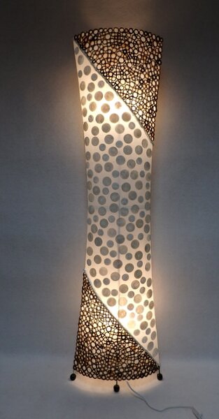 Stojacia lampa DALILA biela, 150cm, pravá perleť a bambus, ručná práca