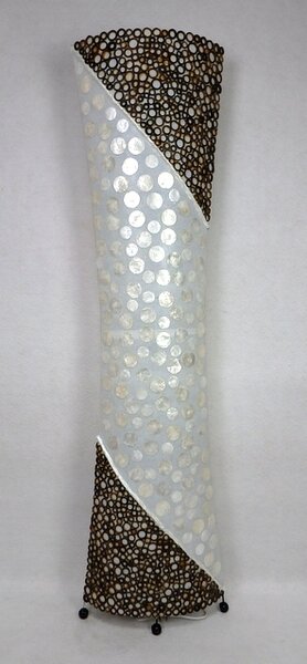 Stojacia lampa DALILA biela, 150cm, pravá perleť a bambus, ručná práca