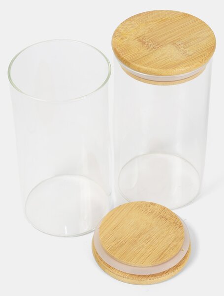 Sinsay - Sklenené nádoby na potraviny s bambusovými viečkami 2 pack - clear