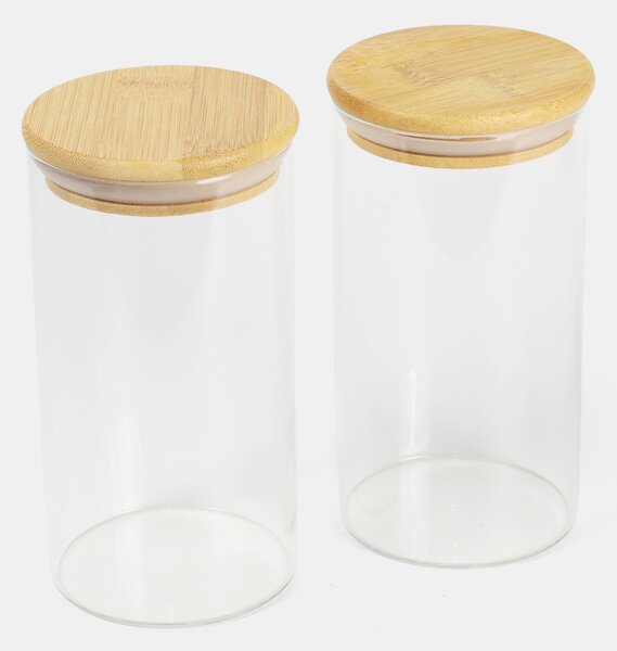 Sinsay - Sklenené nádoby na potraviny s bambusovými viečkami 2 pack - clear