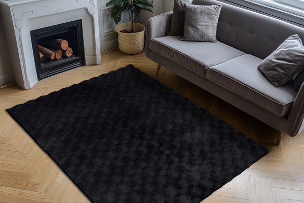 Obsession , Kusový koberec Diamond Cut 800 Anthrazit, 80x150, čierna, obývacia izba