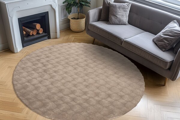 Obsession , Kusový koberec Diamond Cut 800 Taupe kruh, 120x120 (priemer) kruh, hnedá, obývacia izba