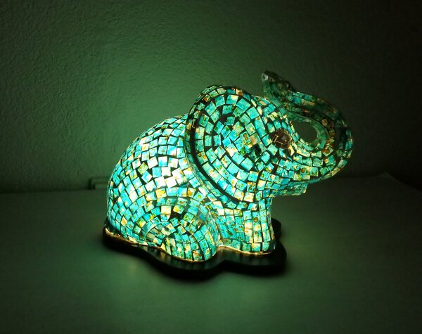 Stolná lampa pre deti SLONÍK, 32 cm, ručná práca