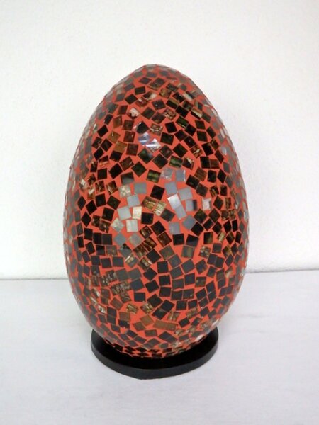 Stolná lampa EGG hnedá, 30 cm, ručná práca