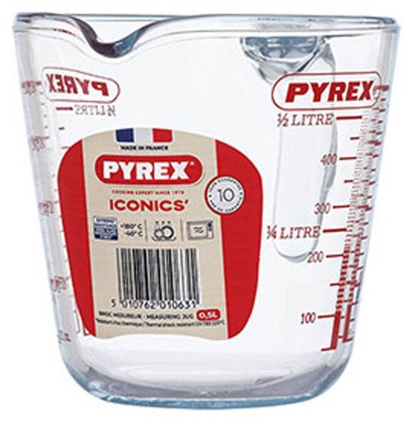 Sklenená odmerka s lievikom PYREX 500ml