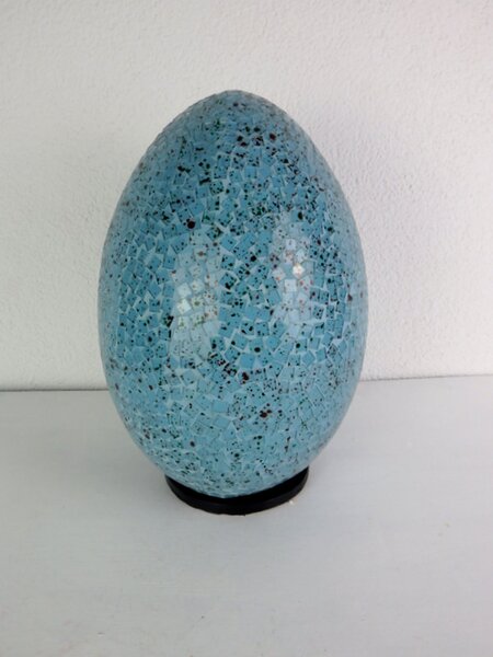 Stolná lampa ART EGG, belasá, 40 cm,ručná práca