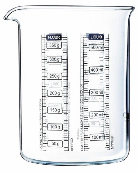 Sklenená odmerka s lievikom PYREX 500ml