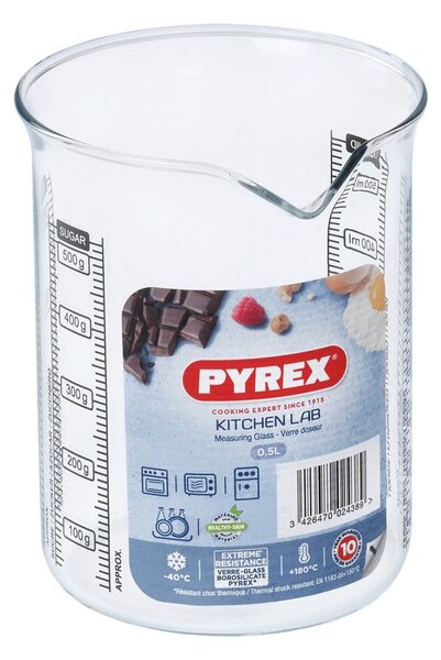 Sklenená odmerka s lievikom PYREX 500ml