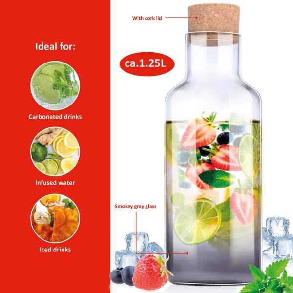 Sklenená fľaša s uzáverom ALPINA 1200ml sivá