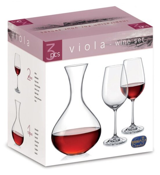 Bohemia Crystal Set na víno Viola (set 1 karafa +2 poháre)