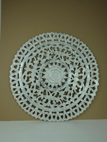Dekorácia na stenu MANDALA biela /strieborná, 60 cm