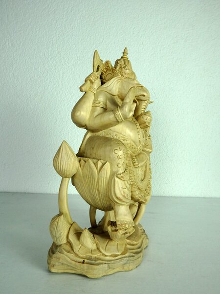 Soška Ganesh na lotose, ručná práca, exotické drevo