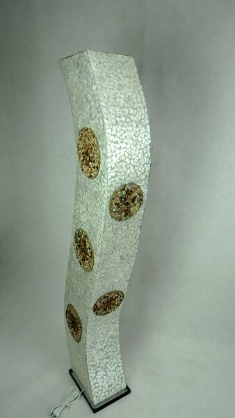 Stojacia lampa SIRIUS biela, 150 cm., pravá perleť, ručná práca