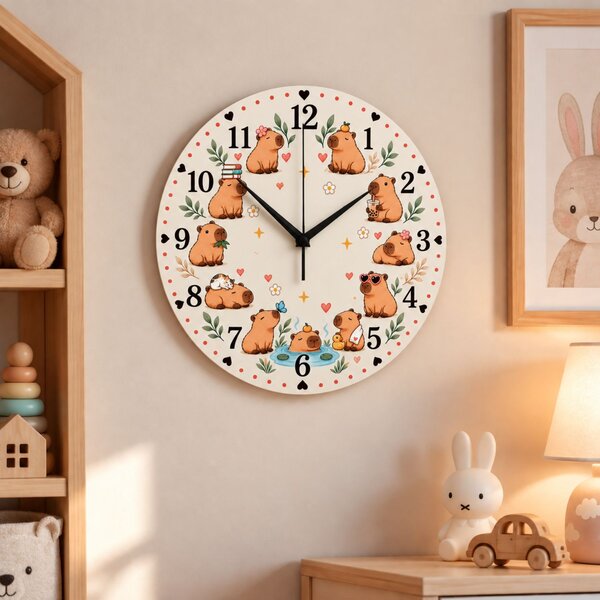 Detské nástenné hodiny s motívom kapybary | BETKA: 30 cm 4787-115210 HLC91093-30
