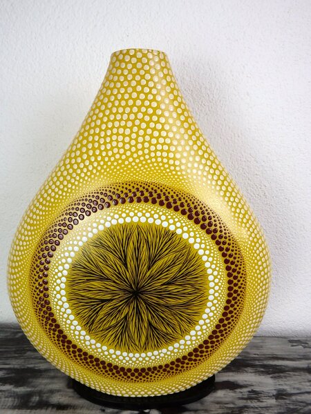 Lampa stolná Mandala žltá, ručne maľovaná obojstranne, 40 cm