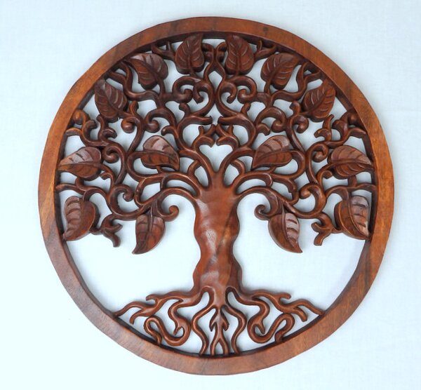 Dekorácia na stenu Strom života I. okrúhly, drevo, 40 cm, ručná práca