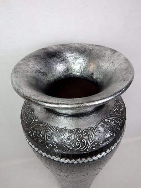 Váza RONA čierna, 80 cm, keramika, ručná mozaika