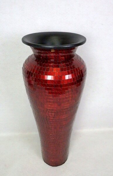 Váza červená DIVA, 80 cm, sklenená mozaika, ručná práca (vysoká váza na zem)