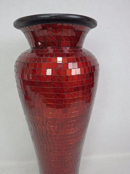 Váza červená DIVA, 80 cm, sklenená mozaika, ručná práca (vysoká váza na zem)