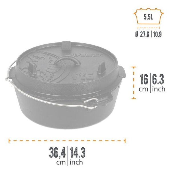 Petromax liatinový kotlík Dutch Oven ft6 - 26 cm, 5,5 l