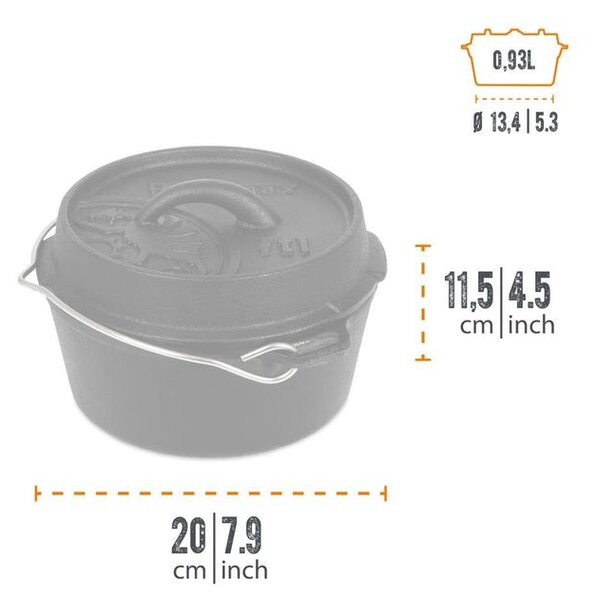Petromax liatinový kotlík Dutch Oven ft1 - 11 cm, 0,93 l