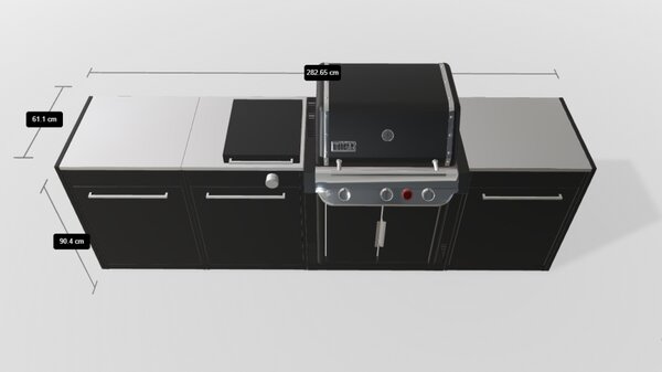 Záhradná kuchyňa Weber 4 - tri moduly, Genesis s bočným horákom