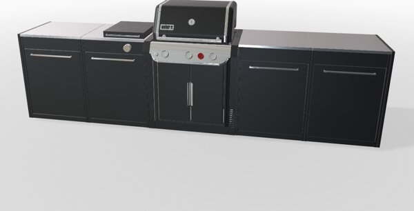 Záhradná kuchyňa Weber 5 - štyri moduly, Genesis s bočným horákom