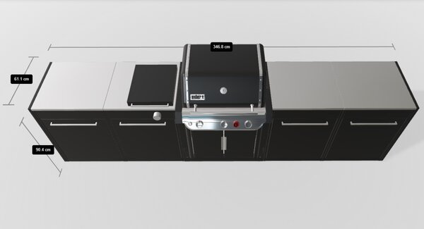 Záhradná kuchyňa Weber 5 - štyri moduly, Genesis s bočným horákom