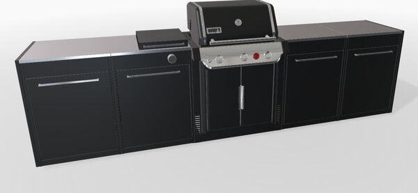 Záhradná kuchyňa Weber 5 - štyri moduly, Genesis s bočným horákom