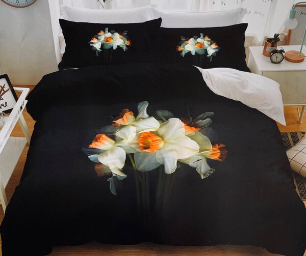 Foto obliečky Kvety čierne Balenie: 3-dielne balenie
