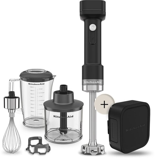KitchenAid bezdrôtový tyčový mixér s príslušenstvom 5KHBRV75 GO, s batériou