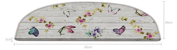 Krémovobiele nášľapy na schody v súprave 16 ks 20x65 cm Butterfly Life – Vitaus