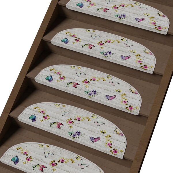 Krémovobiele nášľapy na schody v súprave 16 ks 20x65 cm Butterfly Life – Vitaus