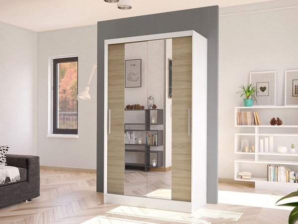 Mirjan24 Šatníková skriňa s lustrom Kamabi II, Farby: biely / dub artisan 5903211127342