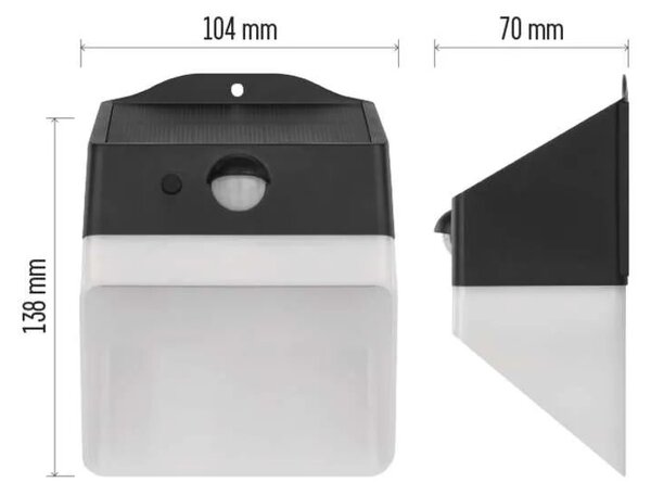 LED solárne svietidlo LUNIS so senzorom pohybu, 220lm, 4000K (ZG151S)