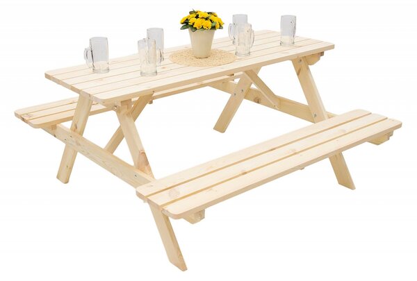 DEOKORK Masívny drevený pivný set z borovice 160 cm hrúbka 28 mm