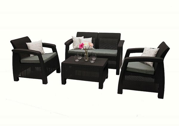 DEOKORK Záhradná ratanová pohovka 2-miestna CORFU LOVE SEAT (antracit)