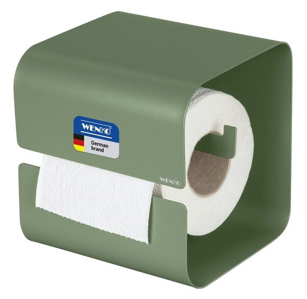 Zelený oceľový držiak na toaletný papier bez vŕtania Turbo-loc Lizan – Wenko