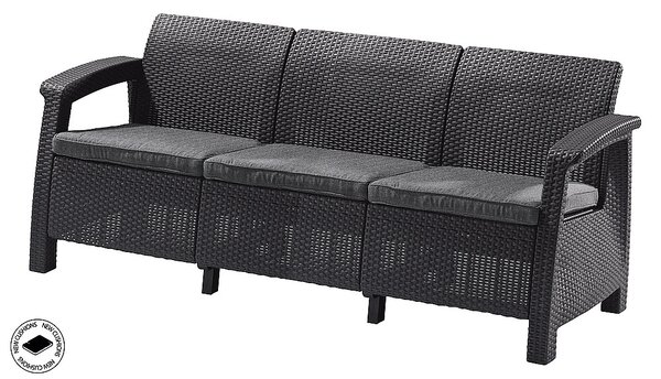 DEOKORK Záhradná ratanová pohovka CORFU LOVE SEAT MAX (antracit)