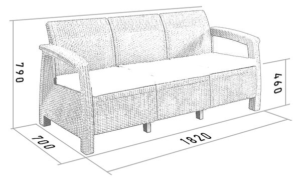 DEOKORK Záhradná ratanová pohovka CORFU LOVE SEAT MAX (antracit)