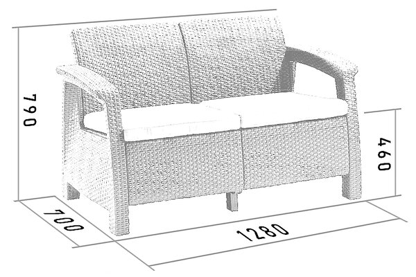 DEOKORK Záhradná ratanová pohovka 2-miestna CORFU LOVE SEAT (antracit)