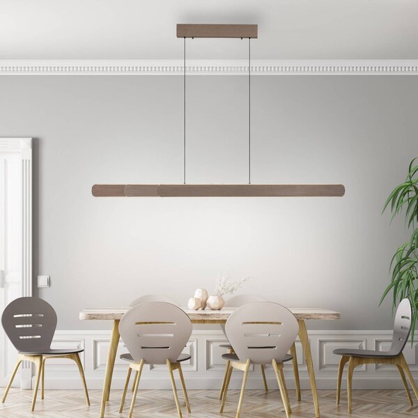 Paul Neuhaus LED závesná lampa Adriana, hnedá, dĺžka 160 cm, Hnedá / hrdzavá, Obývacia izba / jedáleň, Hliník, Moderný, Závesné svietidlo