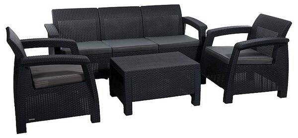 DEOKORK Záhradná ratanová zostava CORFU LOUNGE MAX antracit