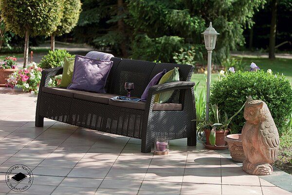 DEOKORK Záhradná ratanová pohovka CORFU LOVE SEAT MAX (hnedá)