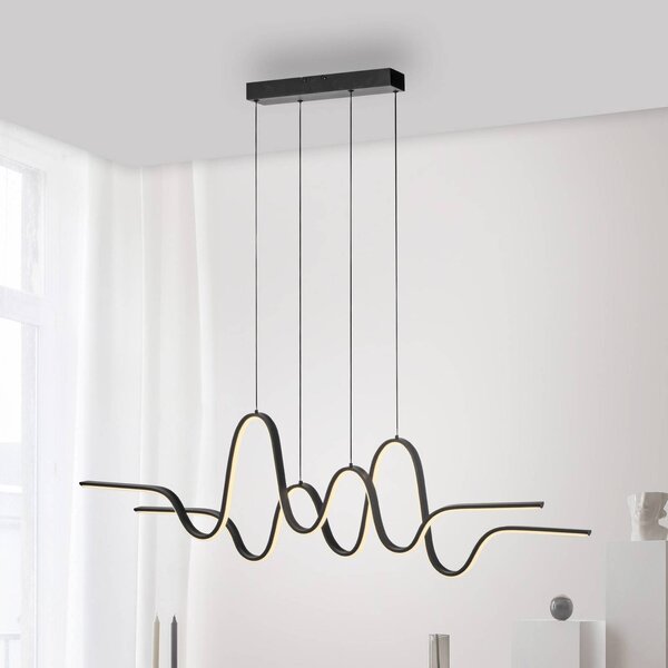 Paul Neuhaus Výšková LED závesná lampa, čierna, dĺžka 125 cm, Čierna, Obývacia izba / jedáleň, kov, Moderný, Závesné svietidlo