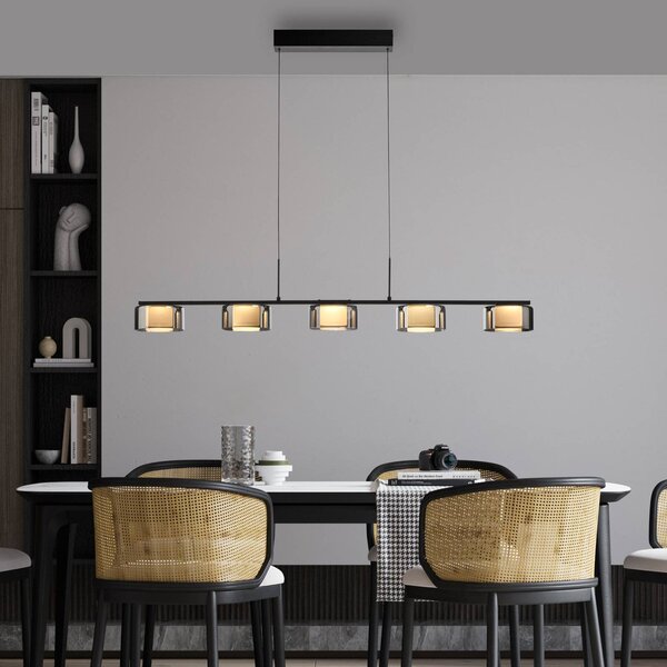 Paul Neuhaus LED závesné svietidlo Rika, 119 cm, sklo, stmievateľné, Čierna, Obývacia izba / jedáleň, Sklo, Moderný, Závesné svietidlo
