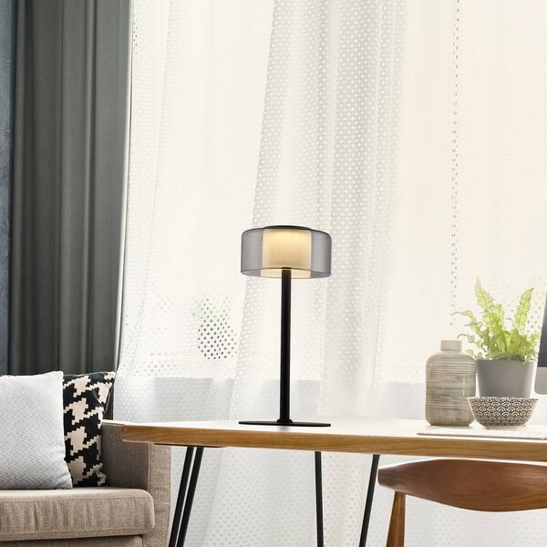 Stolná LED lampa Paul Neuhaus Rika, sklo, výška 33 cm, stmievateľná, Čierna, Obývacia izba / jedáleň, Sklo, Moderný, Stojacie svietidlo