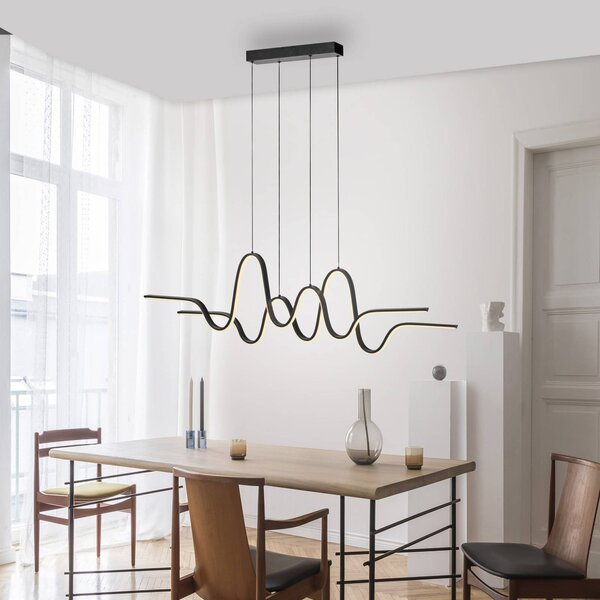 Paul Neuhaus Výšková LED závesná lampa, čierna, dĺžka 125 cm, Čierna, Obývacia izba / jedáleň, kov, Moderný, Závesné svietidlo