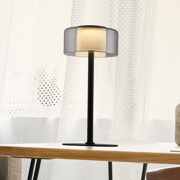 Stolná LED lampa Paul Neuhaus Rika, sklo, výška 33 cm, stmievateľná, Čierna, Obývacia izba / jedáleň, Sklo, Moderný, Stojacie svietidlo